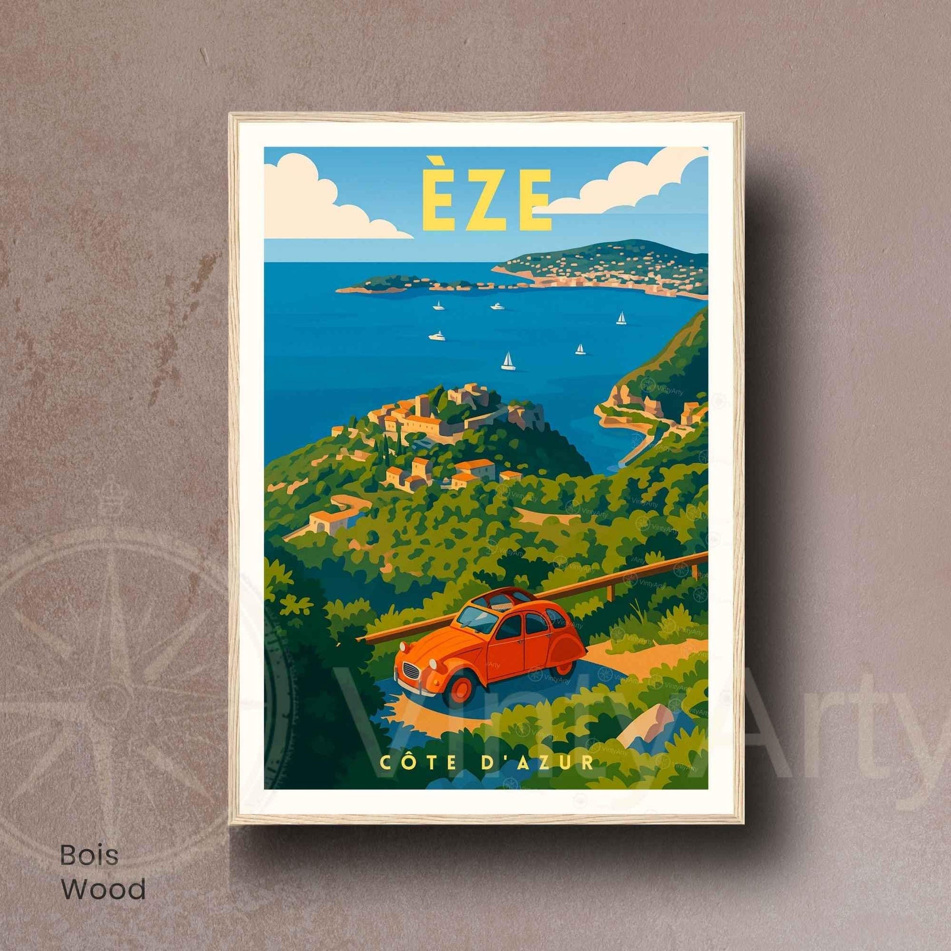 Affiche Èze Côte d’Azur – Vue panoramique sur la Méditerranée - Impression Èze
