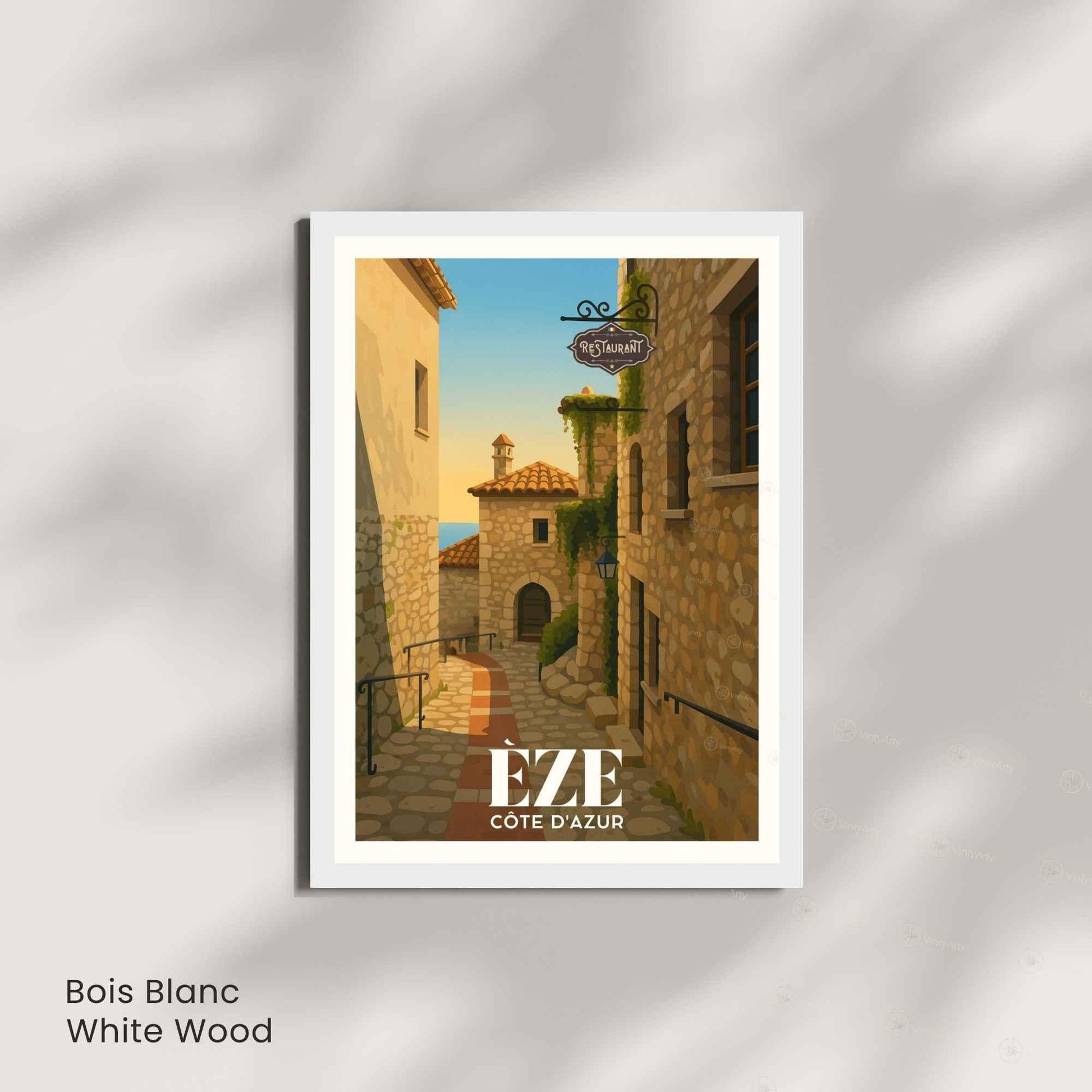 Affiche Èze, Côte d’Azur – Ruelle en pierre au coucher du soleil