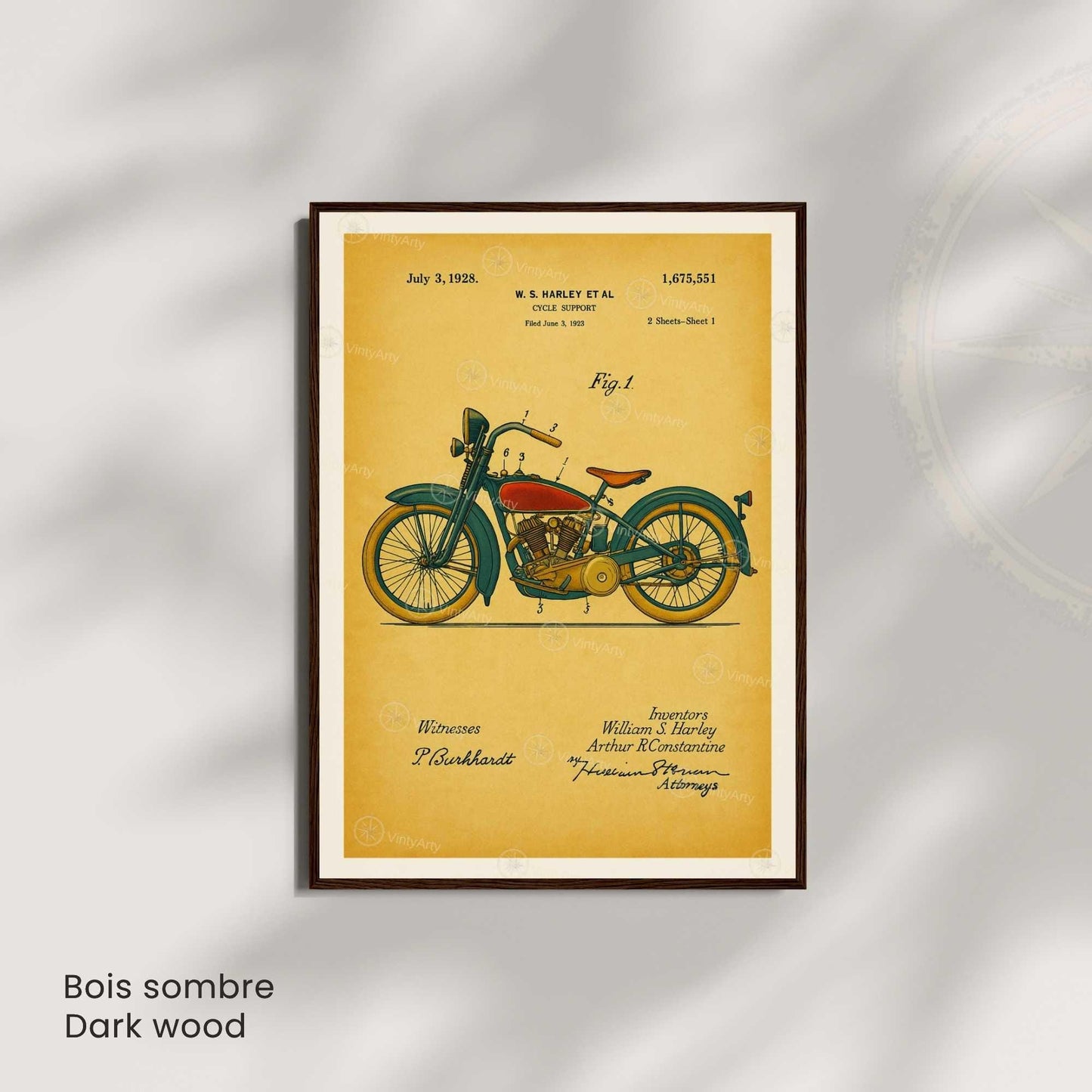 Affiche Brevet Moto Vintage – Poster Technique 1928 | Décoration Industrielle & Mécanique Rétro