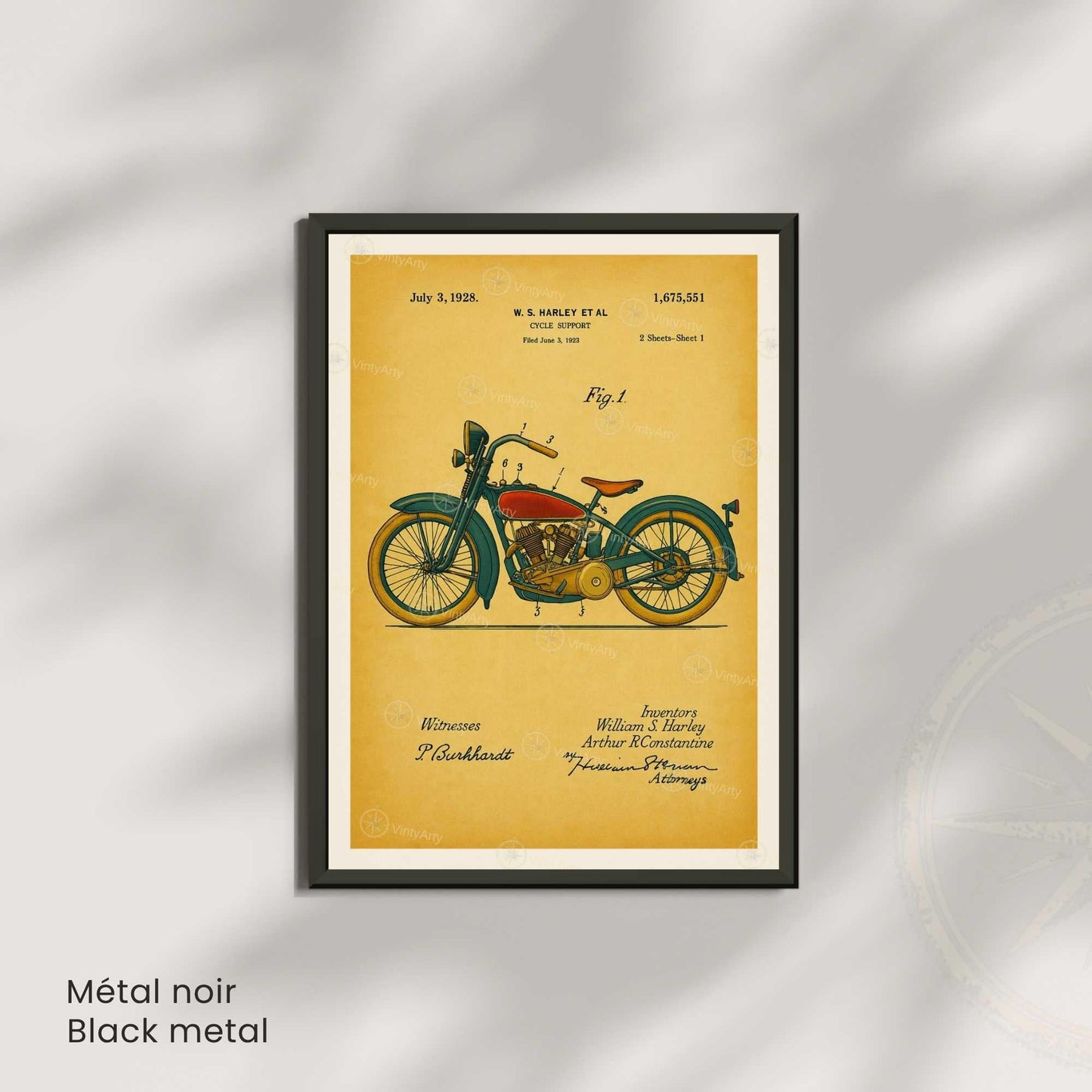Affiche Brevet Moto Vintage – Poster Technique 1928 | Décoration Industrielle & Mécanique Rétro