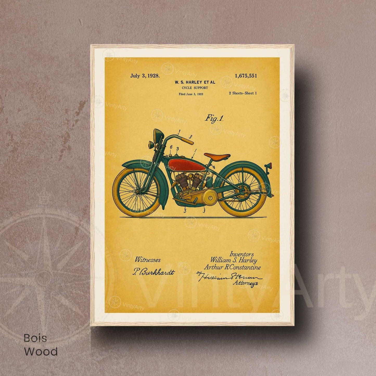 Affiche Brevet Moto Vintage – Poster Technique 1928 | Décoration Industrielle & Mécanique Rétro