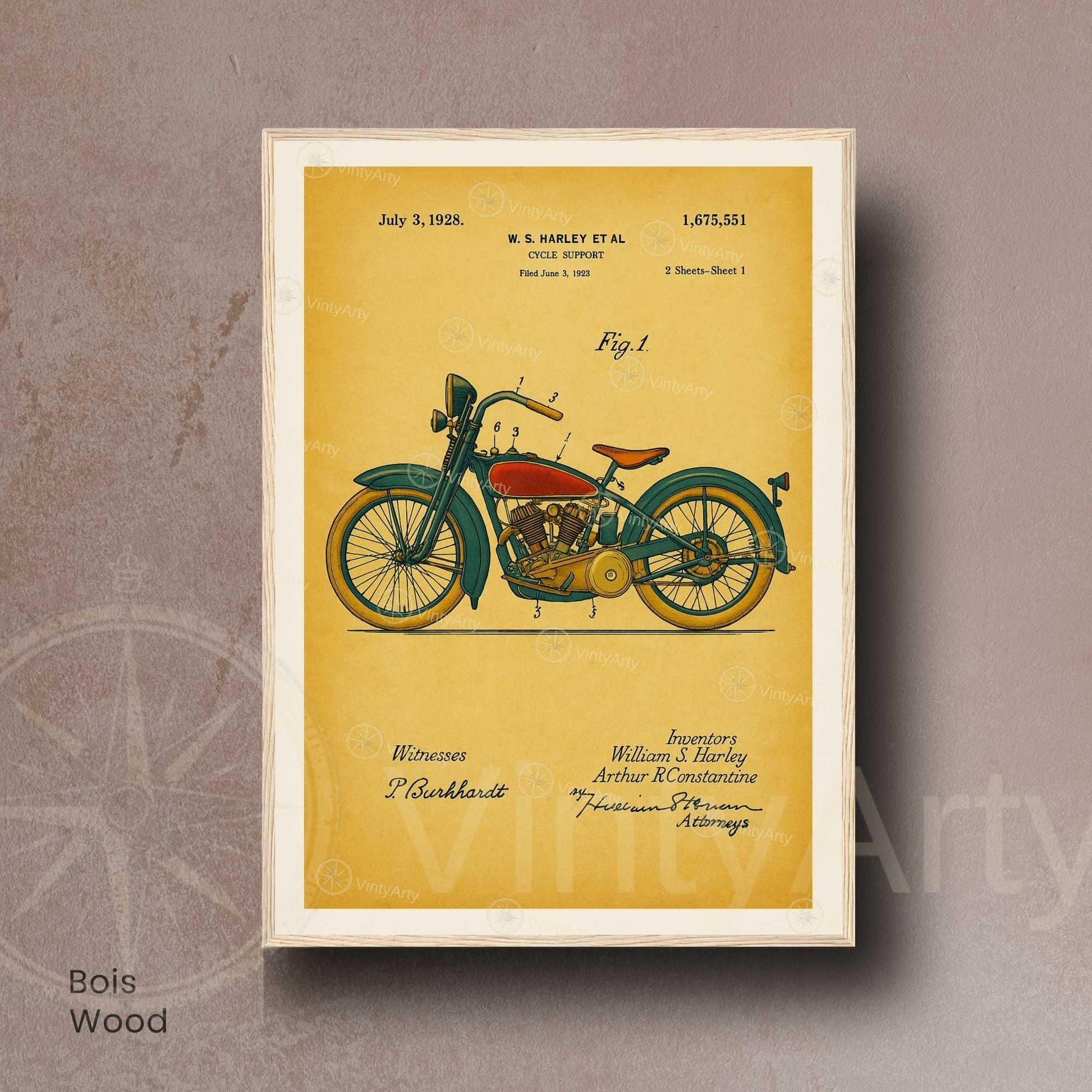 Affiche Brevet Moto Vintage – Poster Technique 1928 | Décoration Industrielle & Mécanique Rétro