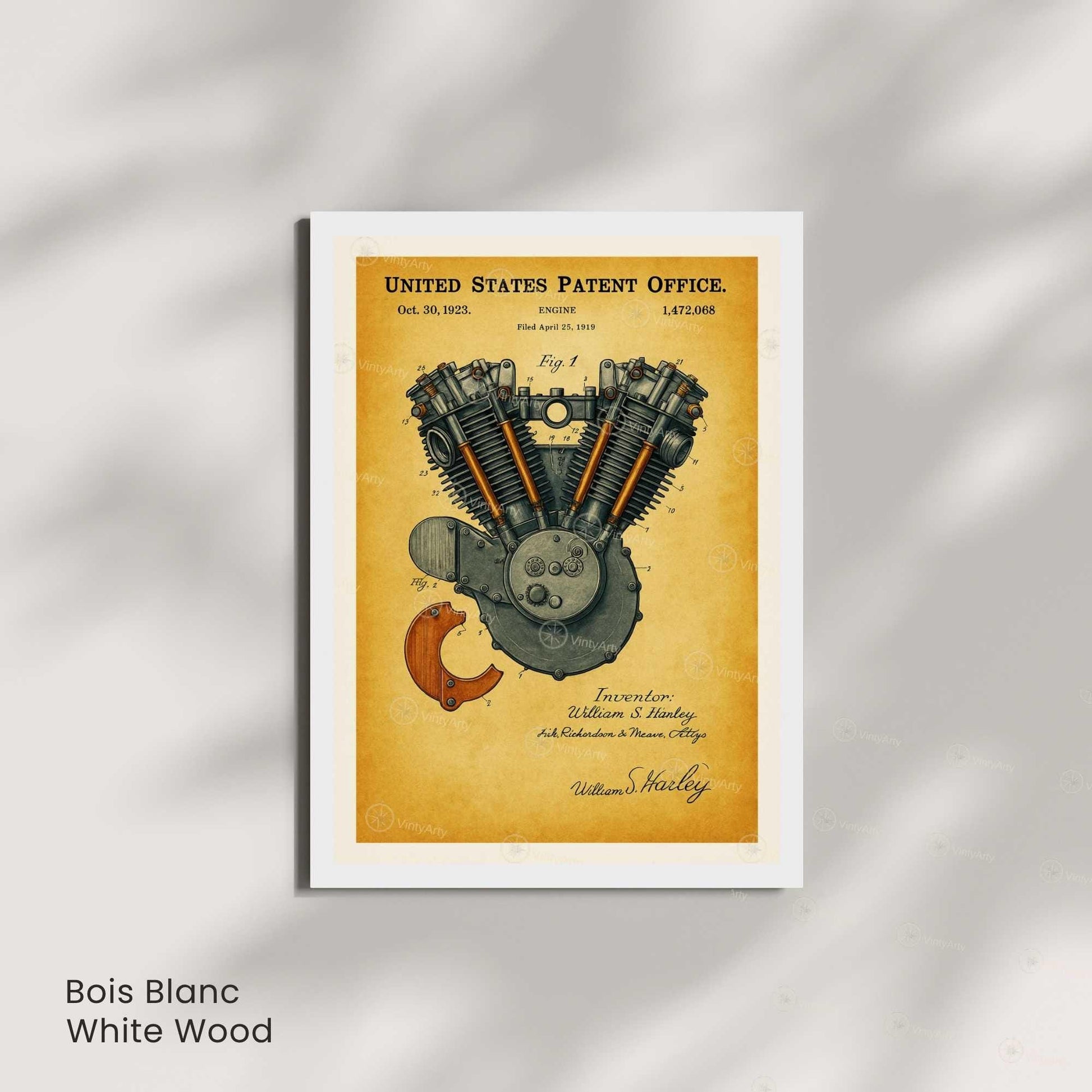 Affiche Brevet Moteur Vintage – Poster Mécanique 1923 | Décoration Industrielle Atelier & Garage