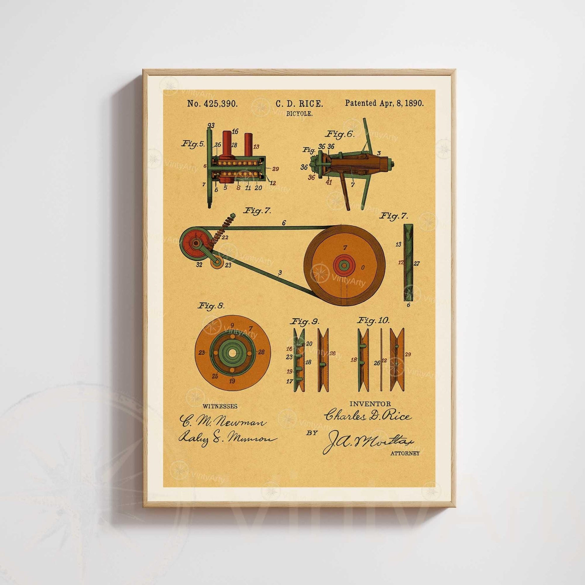 Affiche Brevet Vélo Vintage – Schémas Techniques 1890 | Poster Industriel & Mécanique Rétro