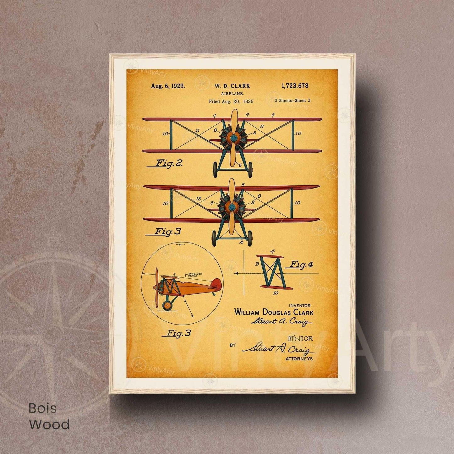 Affiche Brevet Avion Vintage – Poster Aéronautique 1929 | Art Industriel & Décoration Technique