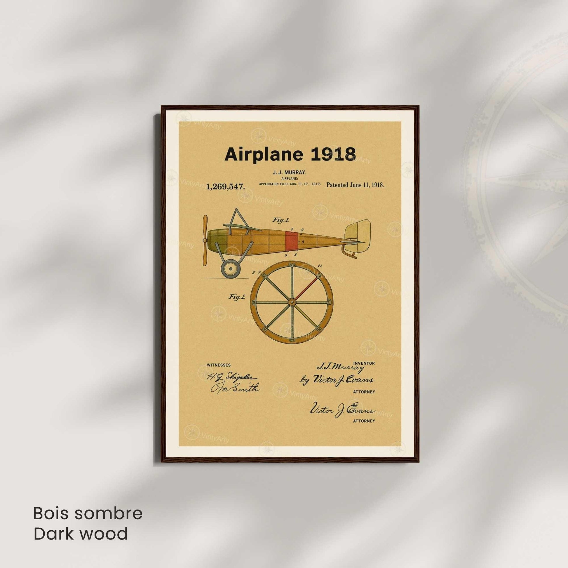 Affiche Brevet Avion Vintage – Poster Aéronautique 1918 | Art Industriel & Décoration Rétro