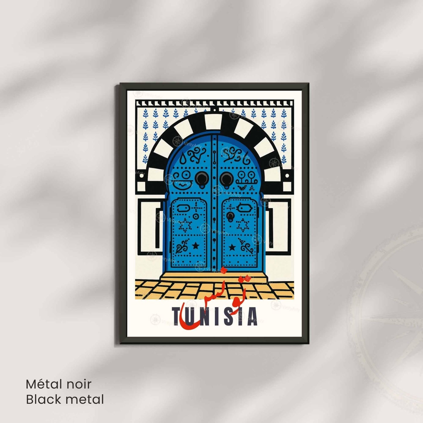 Affiche Tunisie – Porte Bleue Tunisienne | Art Méditerranéen & Décoration Murale Orientale
