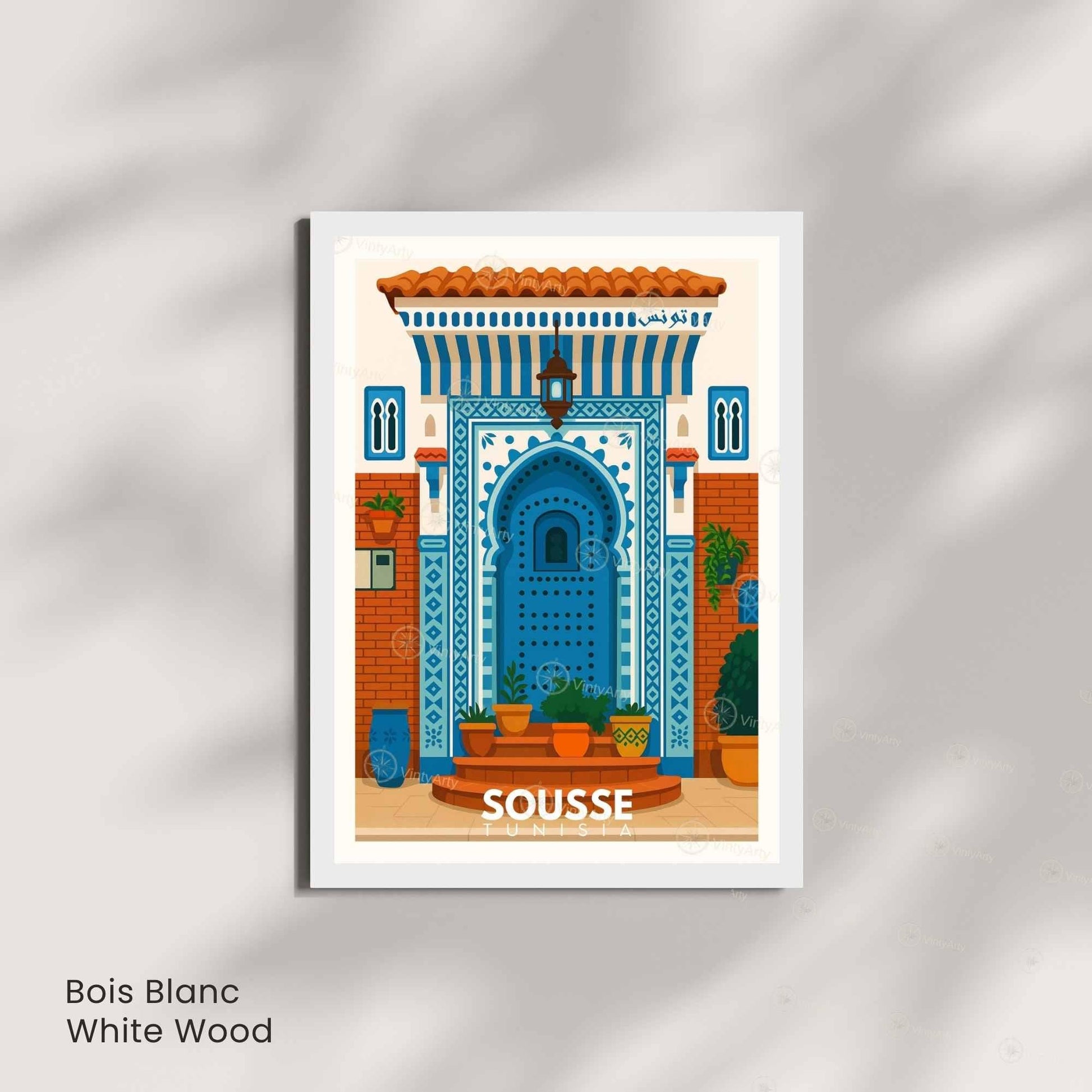 Affiche Sousse – Porte Bleue Tunisienne | Art Méditerranéen & Décoration Murale Tunisie