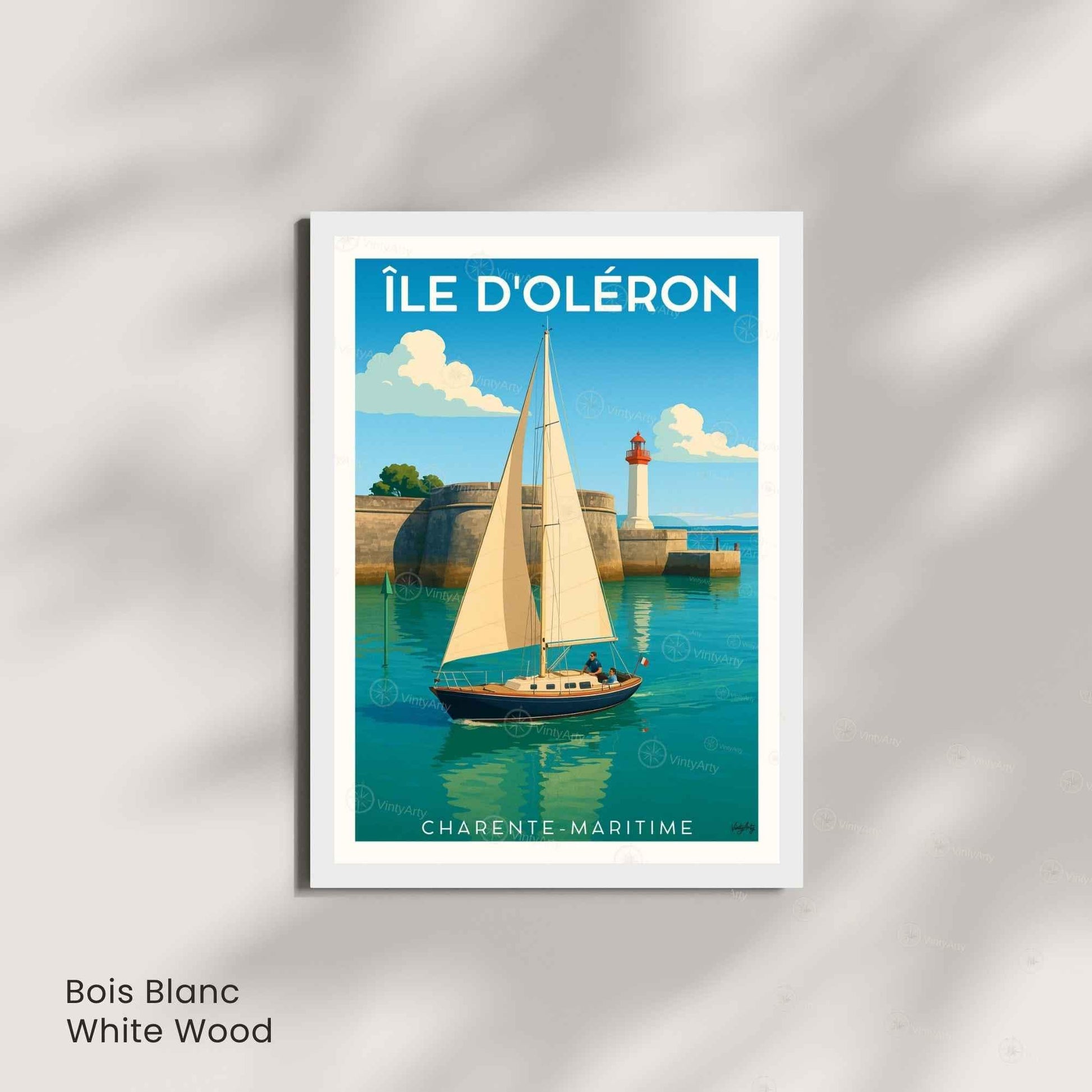 Affiche Île d’Oléron – Voilier & Phare du Port | Affiche Côte Atlantique Charente-Maritime