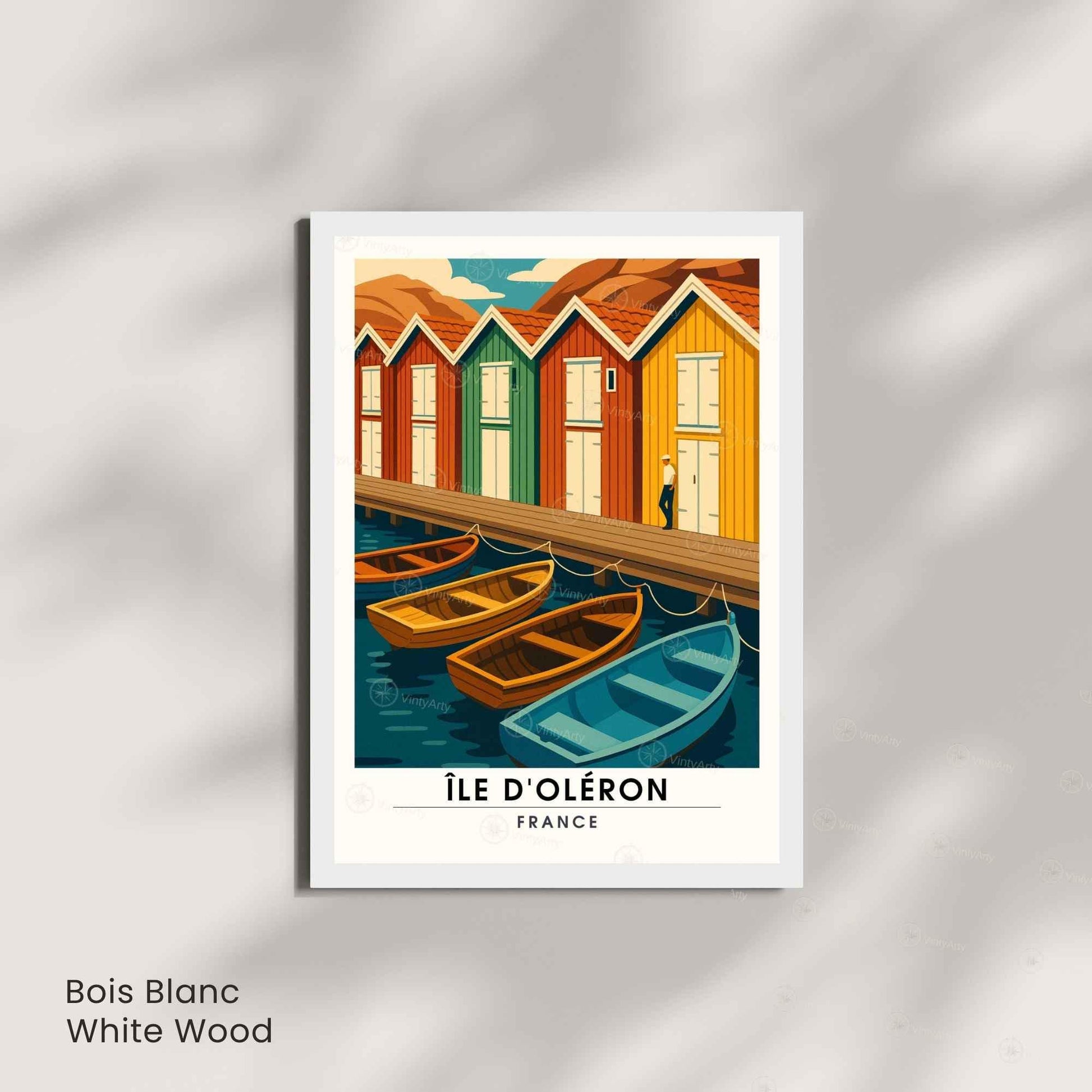 Affiche Île d’Oléron – Cabanes colorées & Barques | Affiche Charente-Maritime – Côte Atlantique