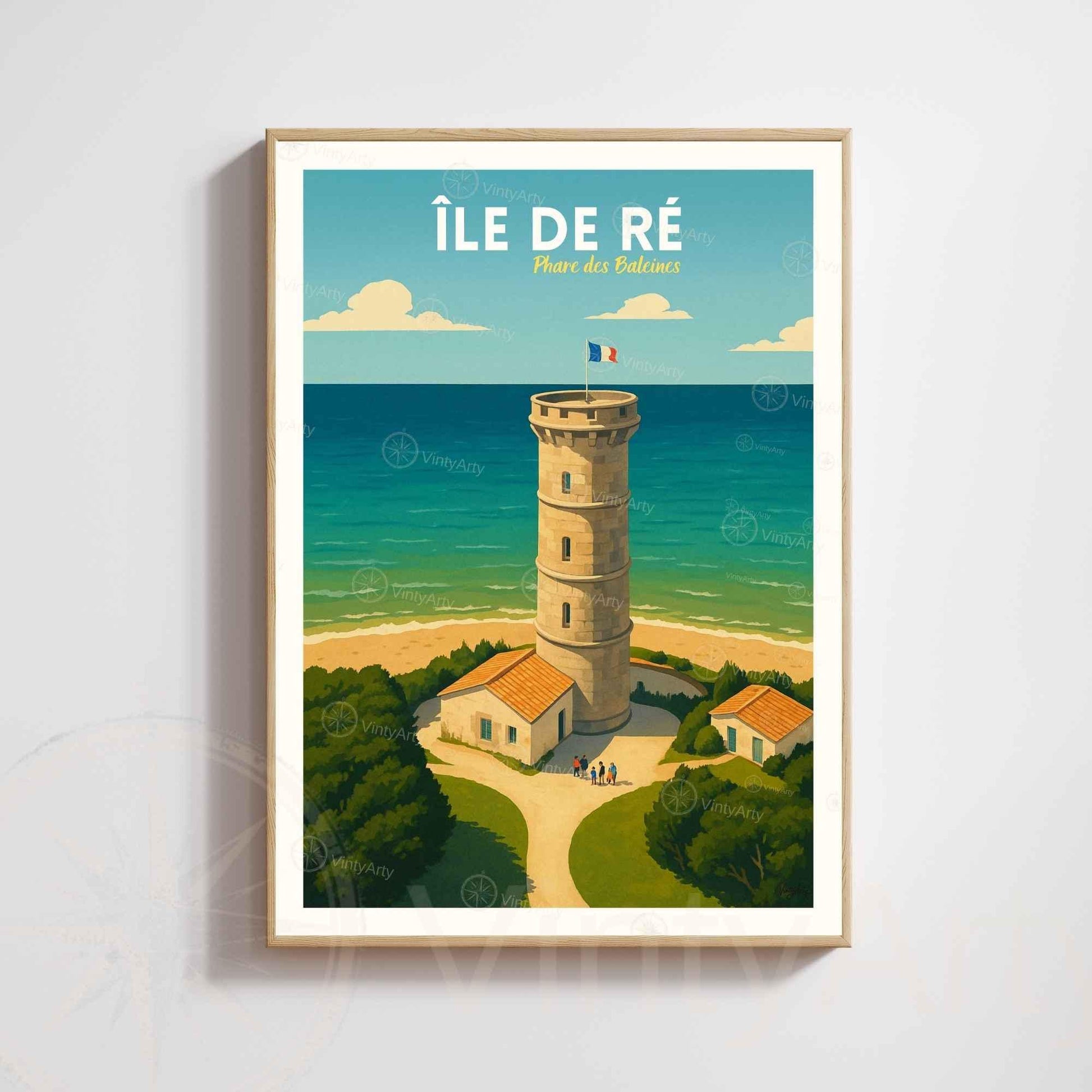 Affiche Île de Ré – Phare des Baleines | Affiche Vintage Charente-Maritime – Côte Atlantique