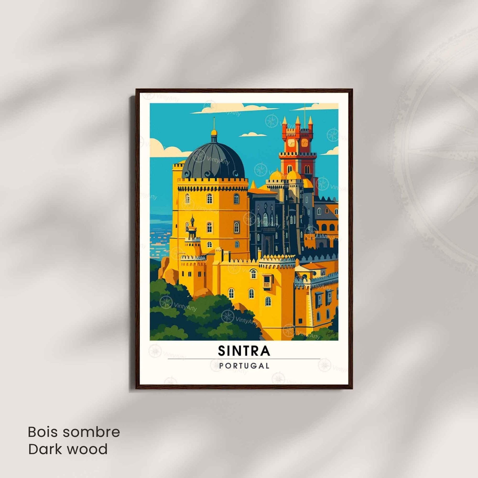 Affiche Sintra Portugal – Palais de Pena | Affiche de Voyage Vintage & Architecture Colorée