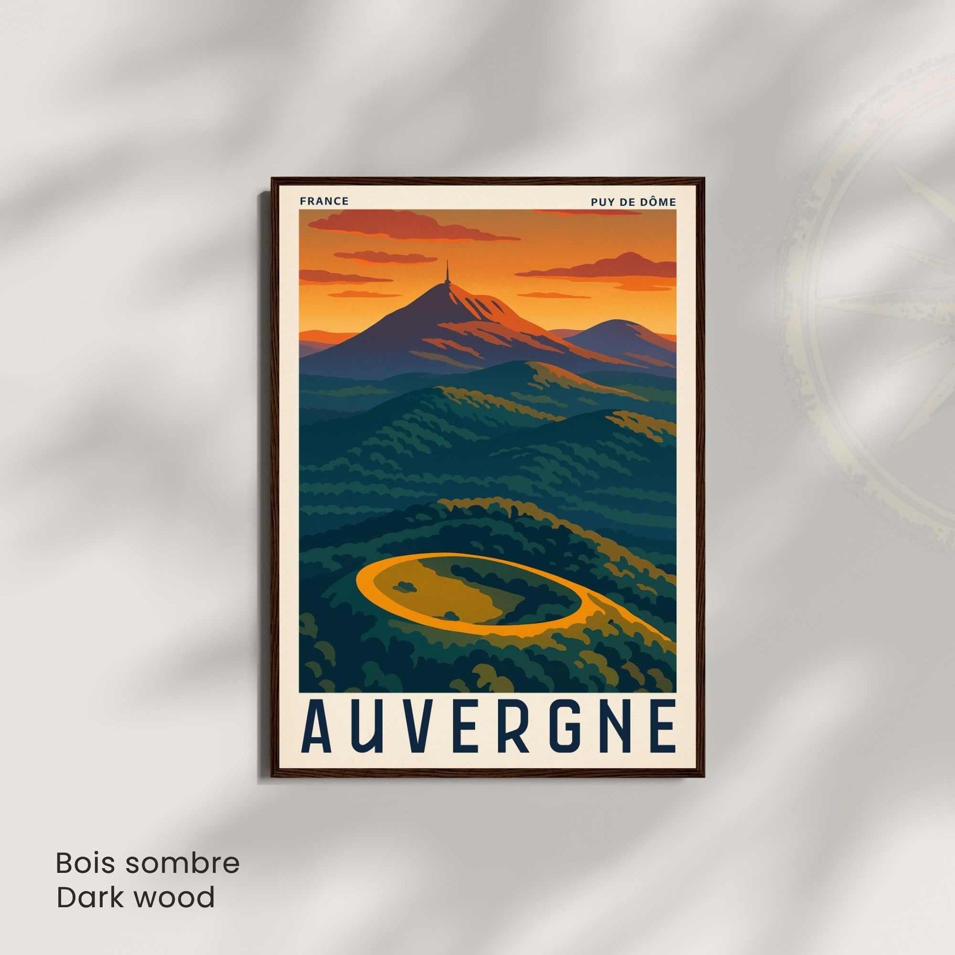 Affiche Auvergne – Puy de Dôme | Affiche Vintage France | Illustration Montagne