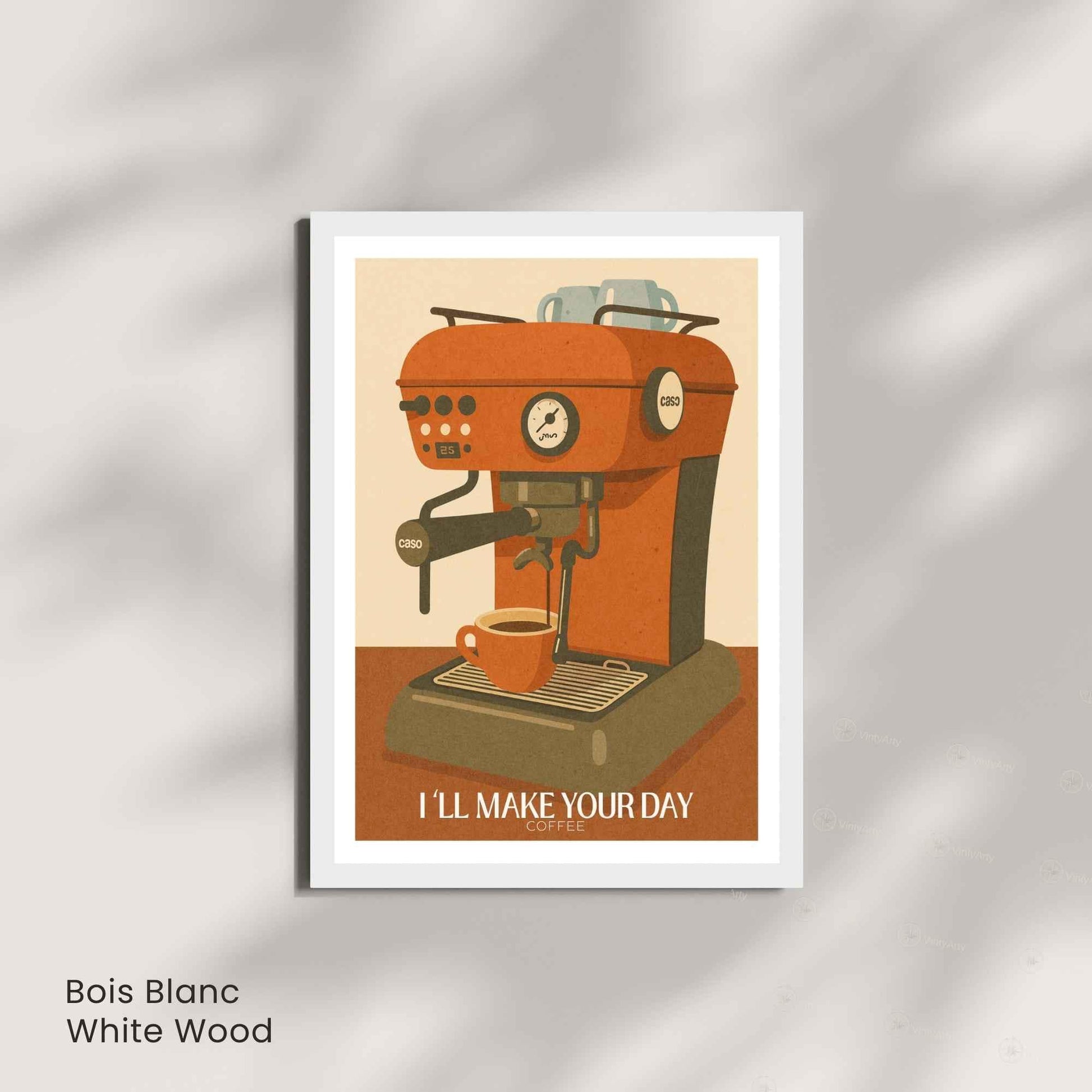 Affiche Café – Machine Espresso Vintage | Illustration Rétro Moderne “I’ll Make Your Day”