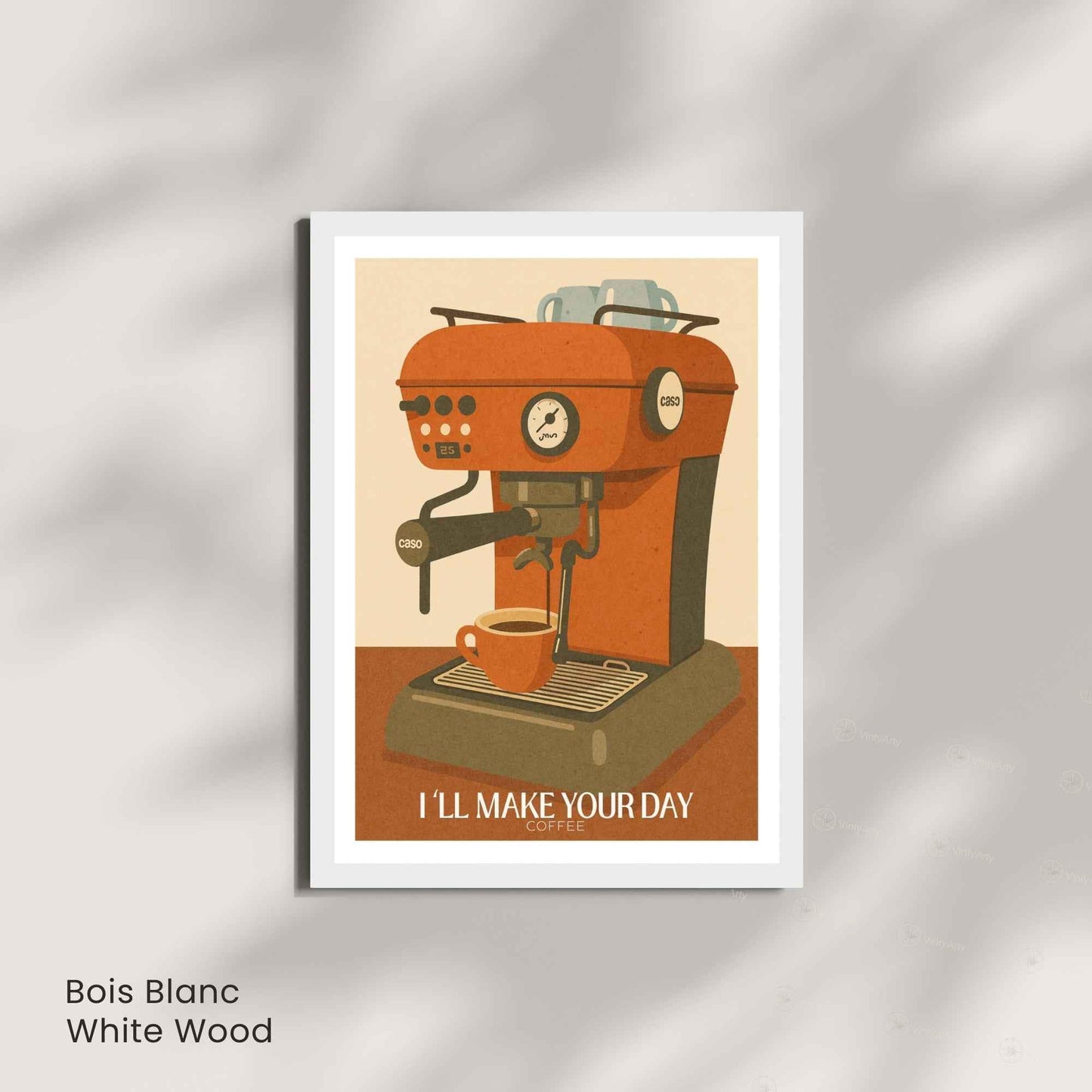 Affiche Café – Machine Espresso Vintage | Illustration Rétro Moderne “I’ll Make Your Day”