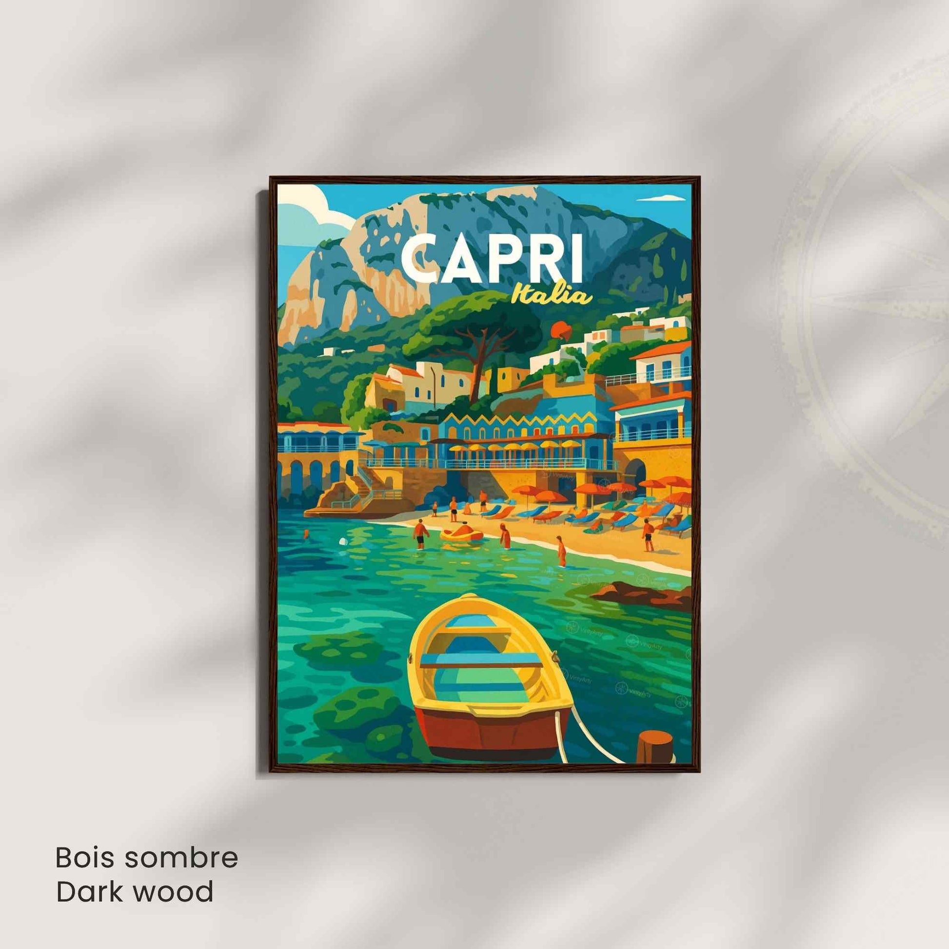 Affiche Capri – Italie | Poster Côte Amalfitaine | Illustration graphique Méditerranée vintage