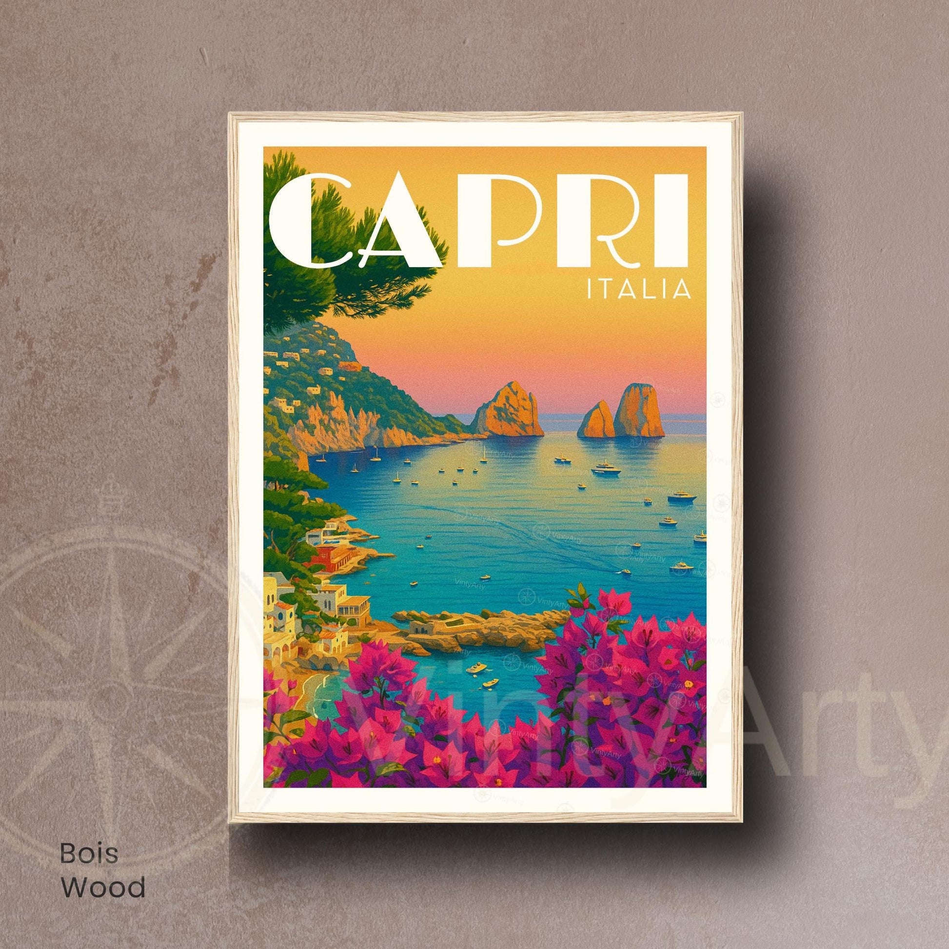 Affiche Capri – Italie | Poster Vintage Méditerranéen | Illustration Côte Amalfitaine