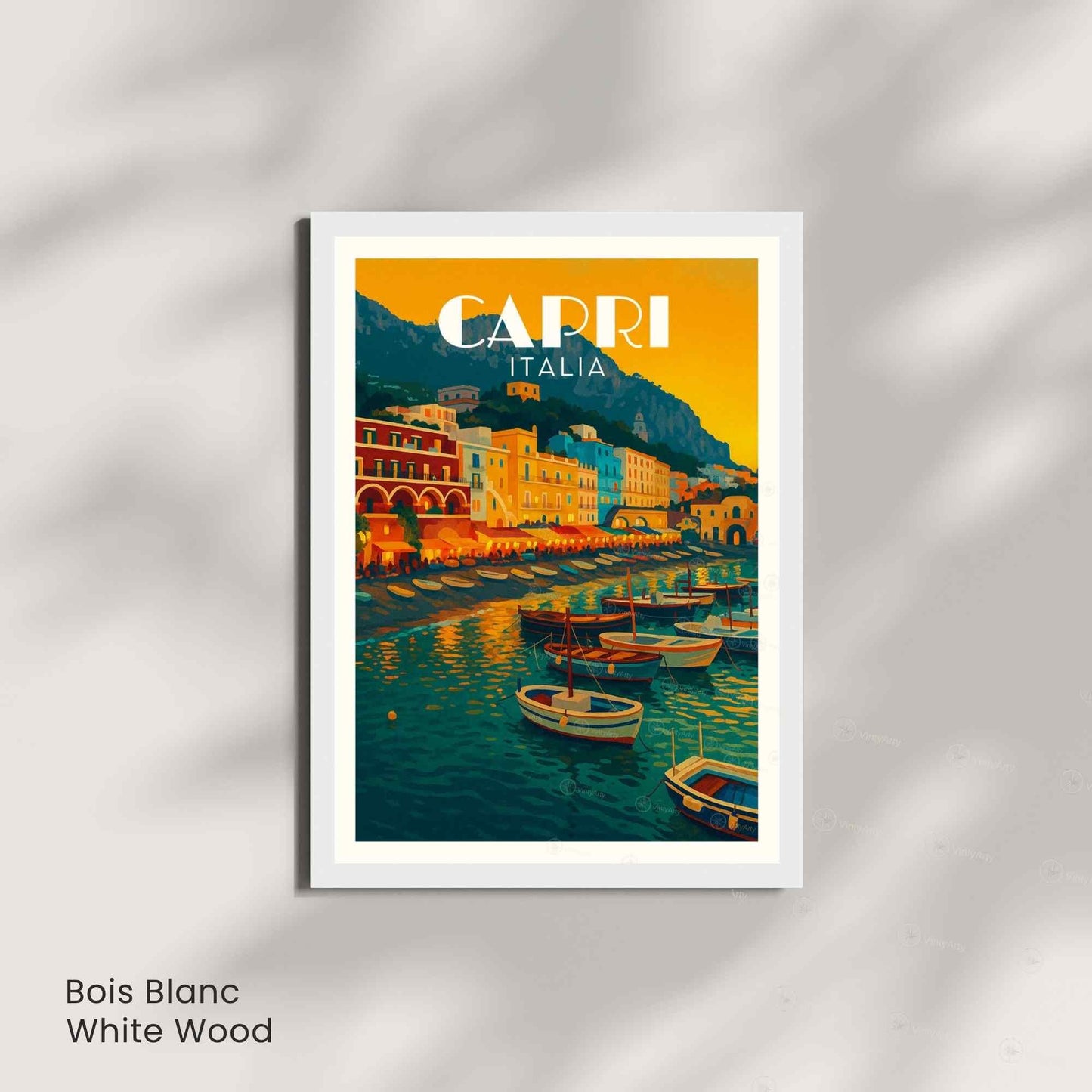 Affiche Capri – Italie | Poster Vintage Méditerranéen | Illustration Coucher de Soleil Italien