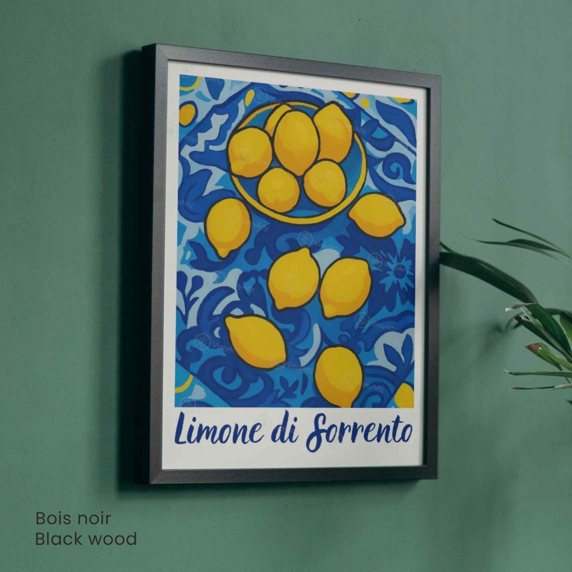 Affiche Limone di Sorrento – Italie | Poster Citron Méditerranéen | Illustration Colorée Style Céramique Italienne