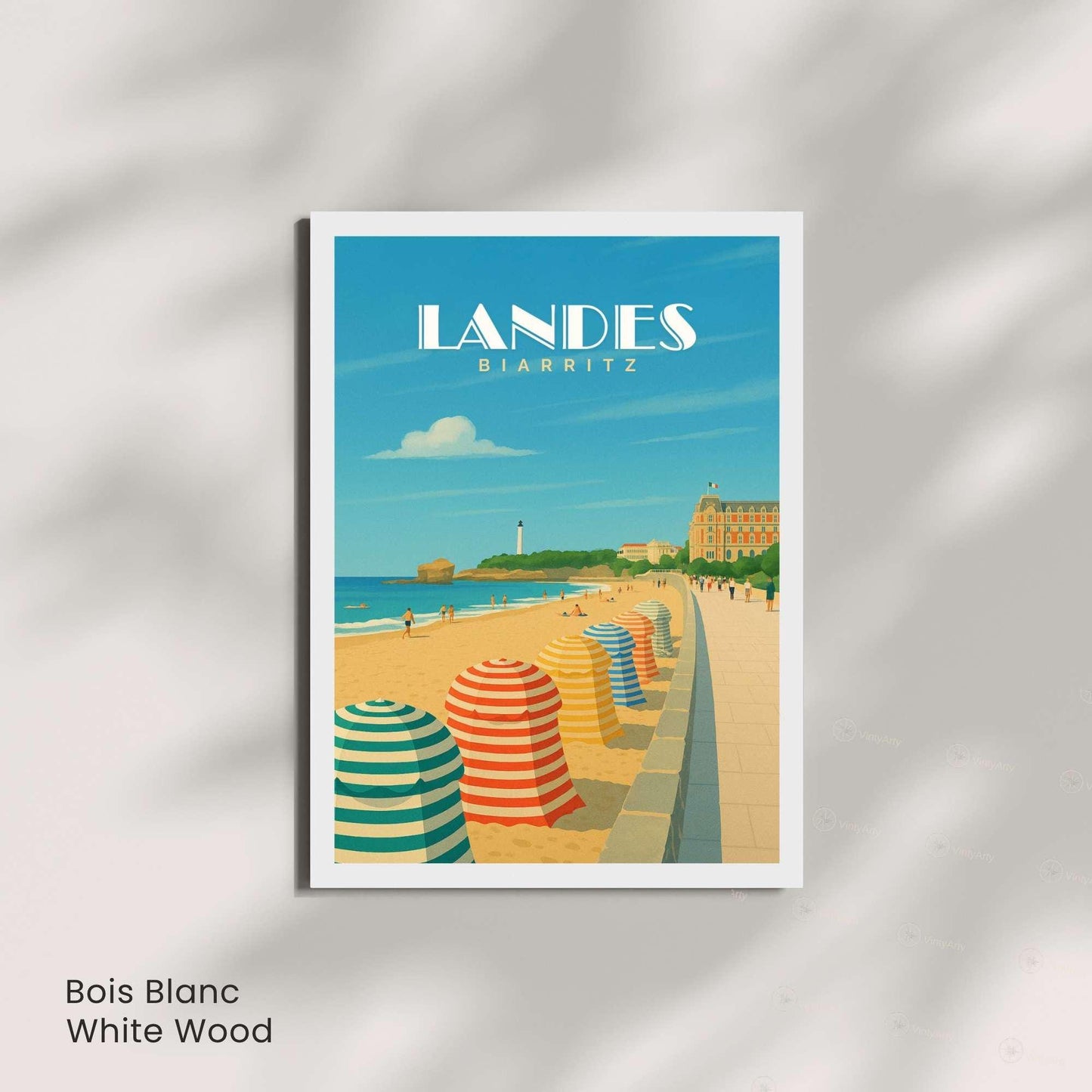 Affiche Landes – Biarritz | Poster Vintage Côte Atlantique | Illustration Plage et Océan