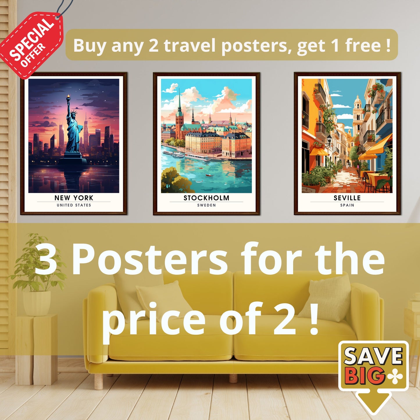 Impression Stockholm | impression de voyage Stockholm | Affiche de voyage Suède