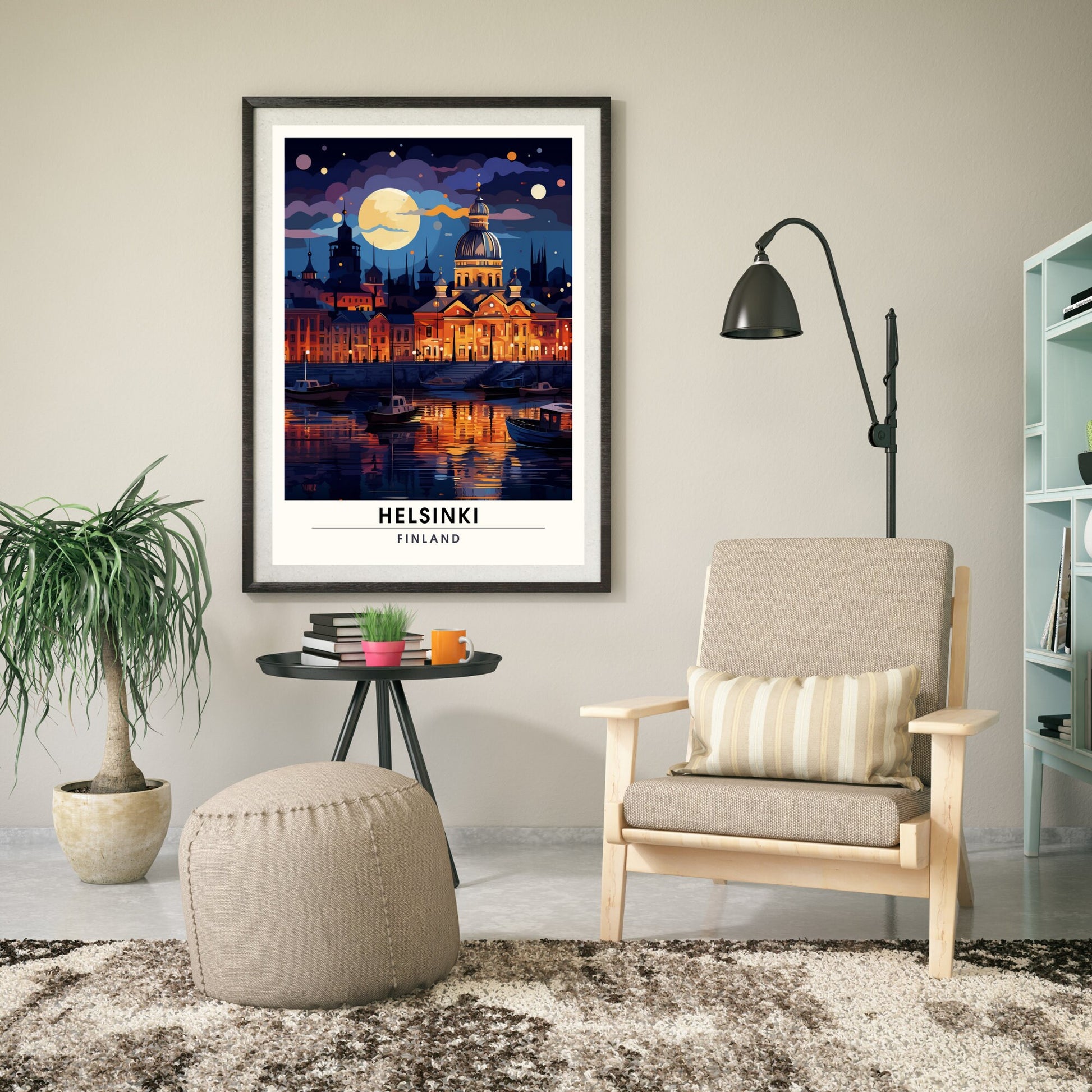 Impression Helsinki | Affiche de Voyage Helsinki de Nuit, Finlande