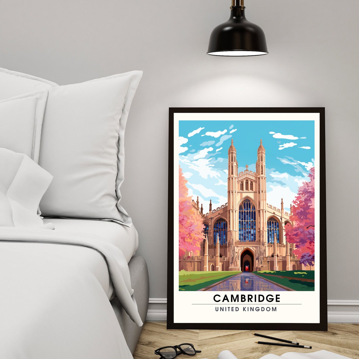 Affiche Cambridge | impression de voyage Cambridge | Impression Cambridge | Université de Cambridge