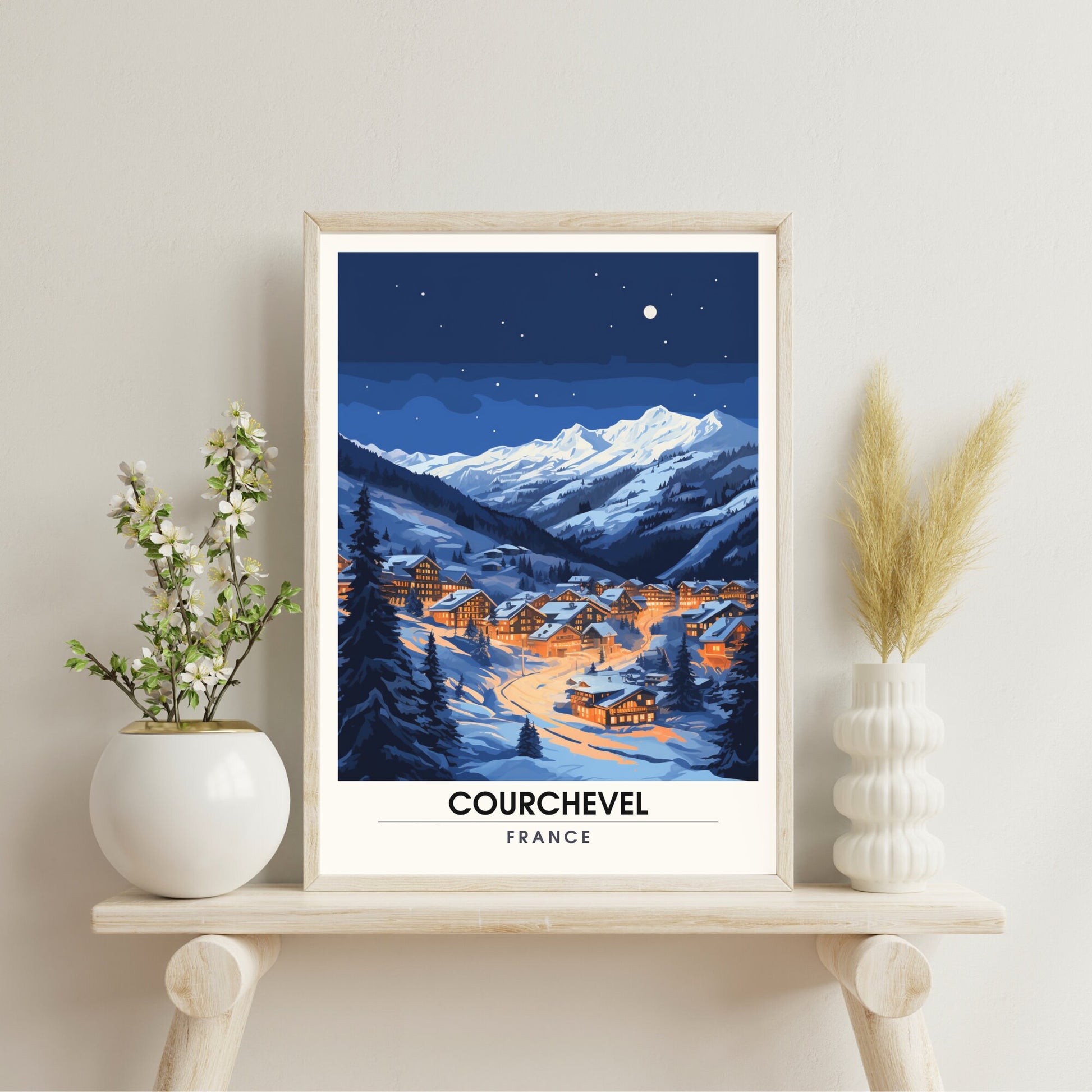 Affiche Courchevel | impression Courchevel | Voyage de nuit à Courchevel