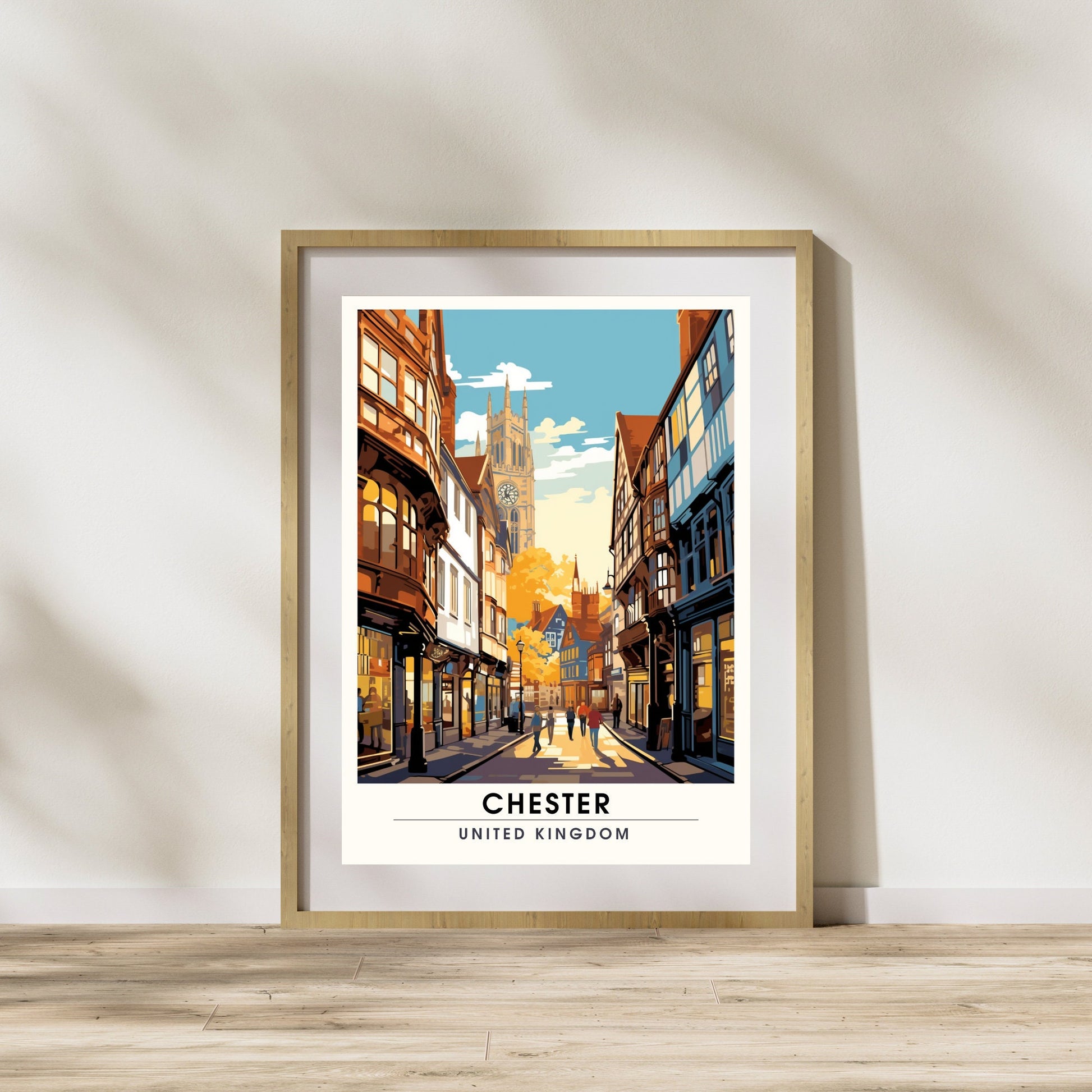Affiche Chester- Impression de voyage Chester - Impression Paysage Urbain Artistique - Collection Souvenirs du Royaume-Uni