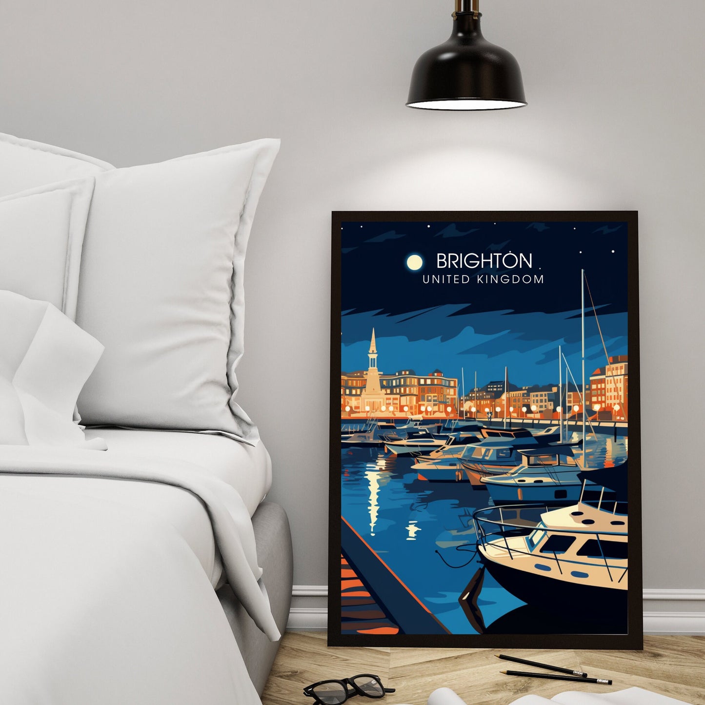 Affiche Brighton- Impression de voyage Brighton - Impression Paysage Urbain Artistique - Collection Souvenirs du Royaume-Uni