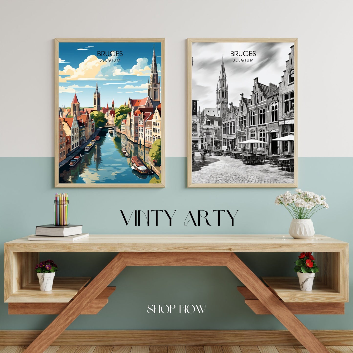 Affiche Bruges- Impression de voyage Bruges - Impression Bruges - Collection Souvenirs Belgique