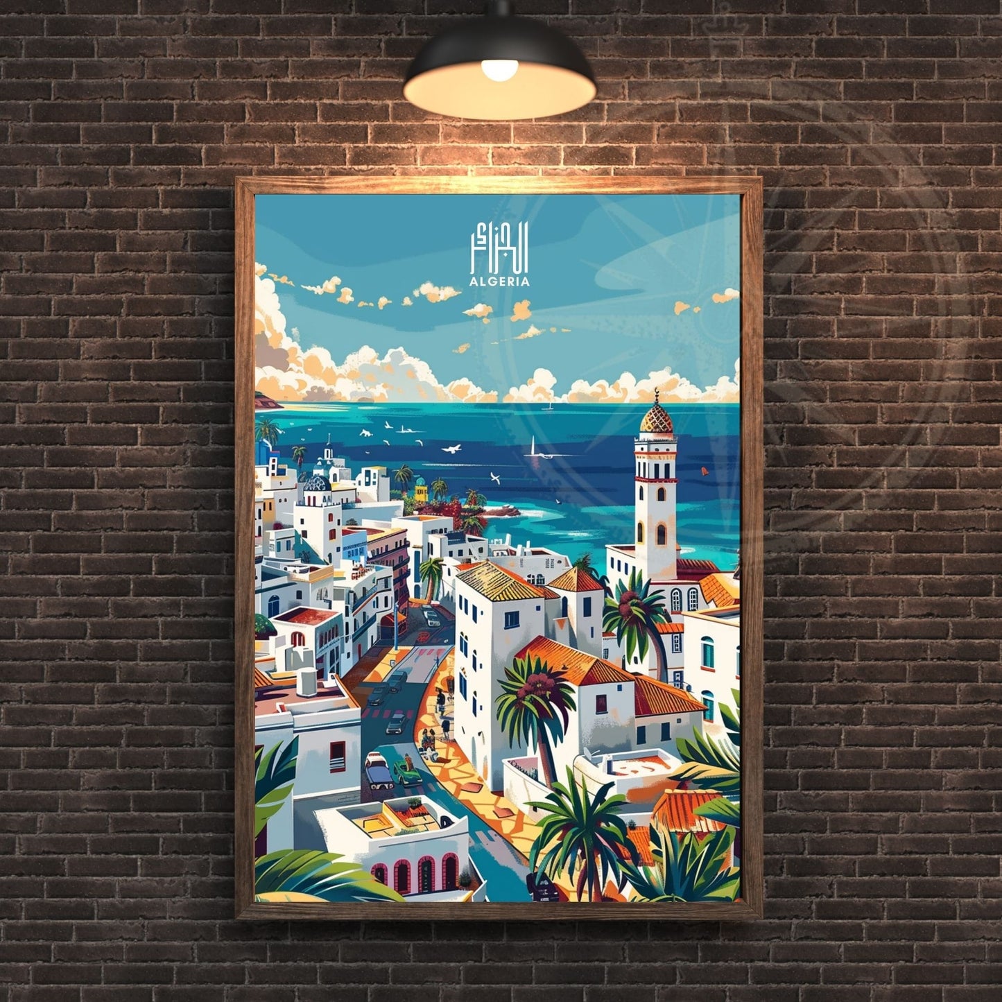 Affiche Alger | Affiche de voyage Alger| Affiche Algérie en arabe | Casbah d'Alger