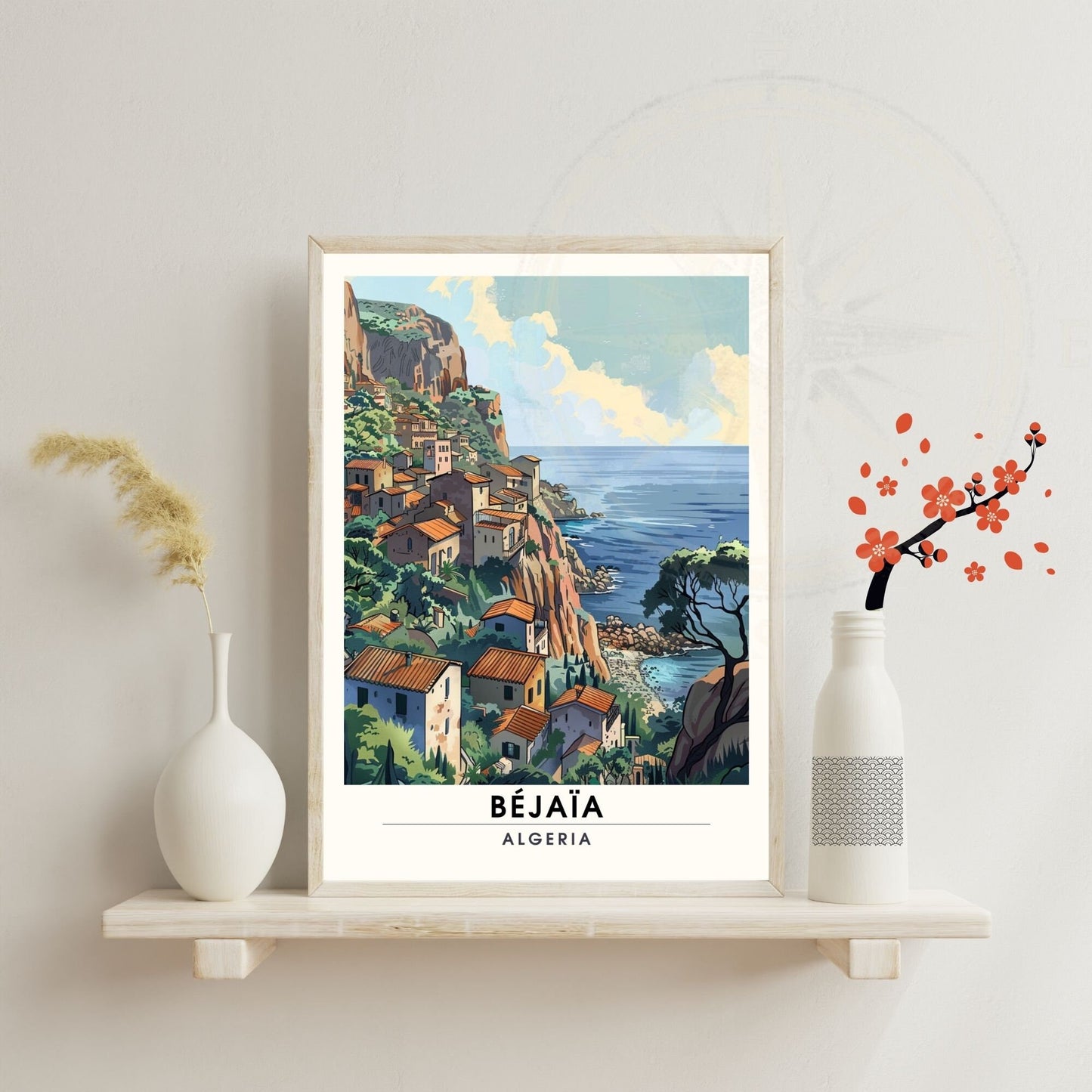 Affiche Bejaïa, Algérie | Affiche de voyage Algérie| Affiche Plage