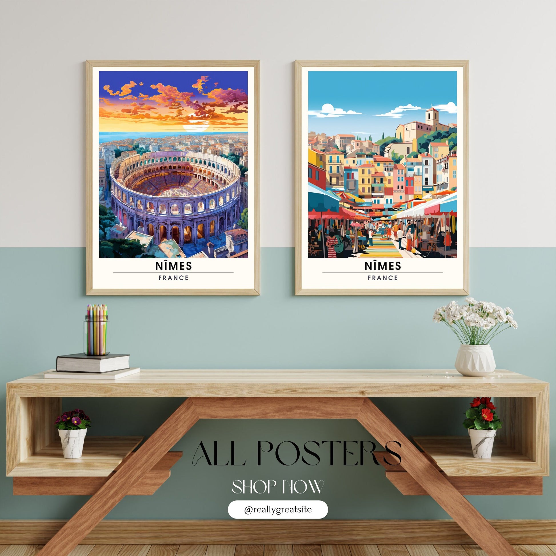 Impression Nîmes | Affiche de Voyage Nîmes | Impression de Voyage Nîmes , France