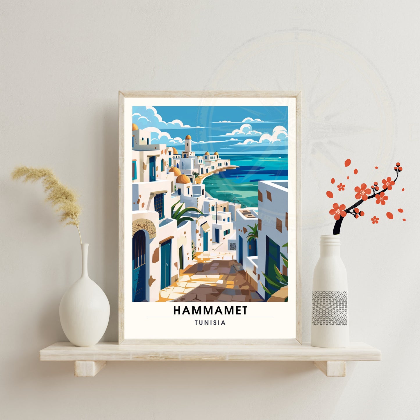 Affiche Hammamet, Tunisie | Impression Hammamet | Vue sur mer