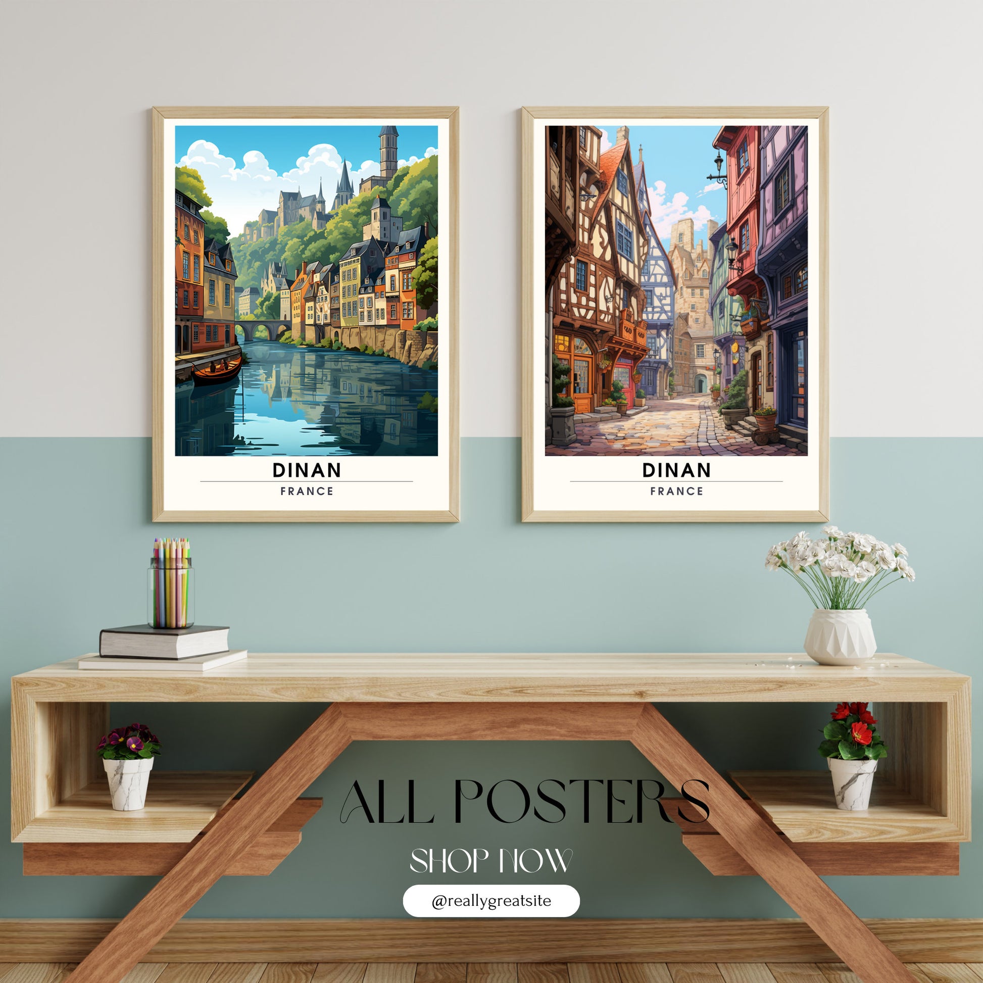 Impression Dinan | Affiche de Voyage Dinan | Impression de Voyage Dinan, France | affiche Bretagne