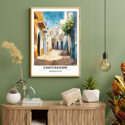 Affiche Chefchaouen | Poster de voyage Maroc | Affiche Maroc
