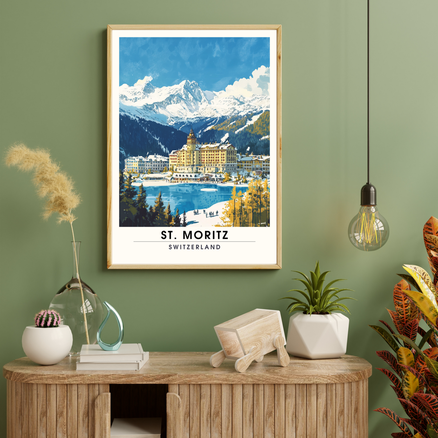 Affiche Saint-Moritz, Suisse | impression Saint-Moritz, Affiche de ski