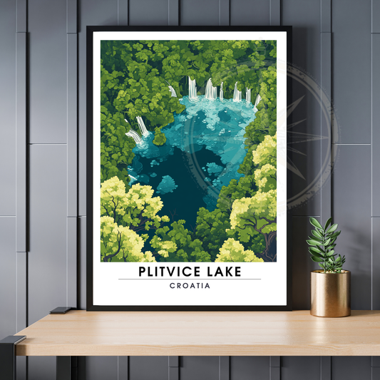 Affiche Lac de Plitvice | Poster de voyage Croatie | Affiche Lac