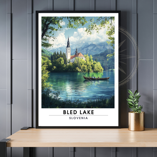 Affiche Lac de Bled | Poster de voyage Slovénie | Affiche Lac