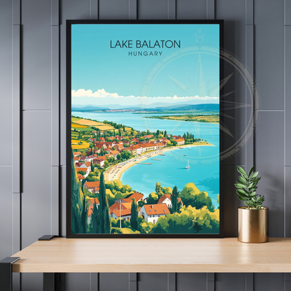 Affiche lac Balaton | Impression de voyage Hongrie | Affiche Lac