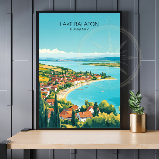 Affiche lac Balaton | Impression de voyage Hongrie | Affiche Lac