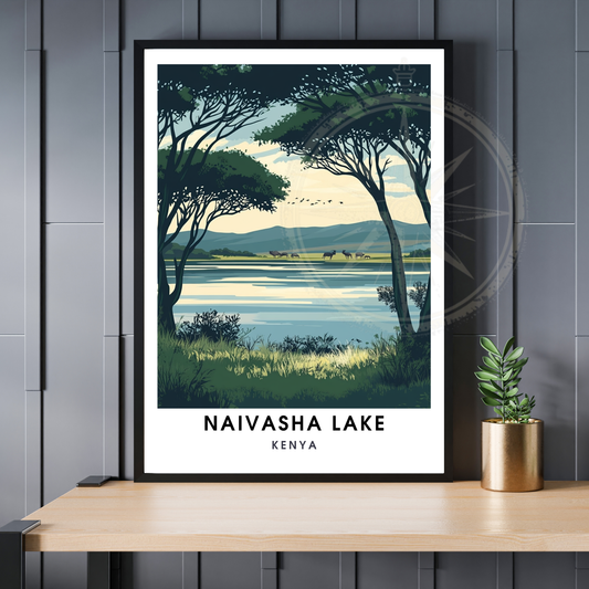 Affiche Lac Naivasha | Impression Kenya | Affiche Lac