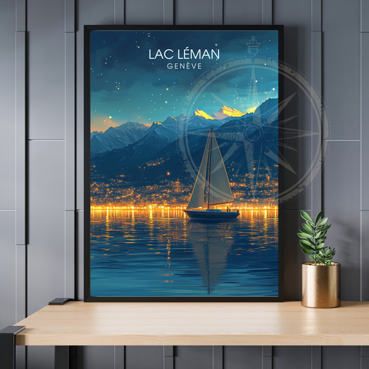 Affiche lac léman | Impression de voyage Suisse | Affiche Suisse