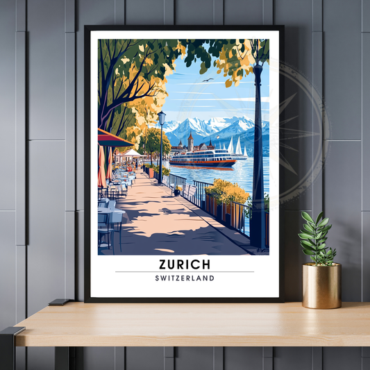 Affiche Zurich | Poster de voyage Suisse | Affiche Suisse