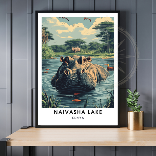 Affiche Lac Naivasha | Poster Kenya | Affiche Lac