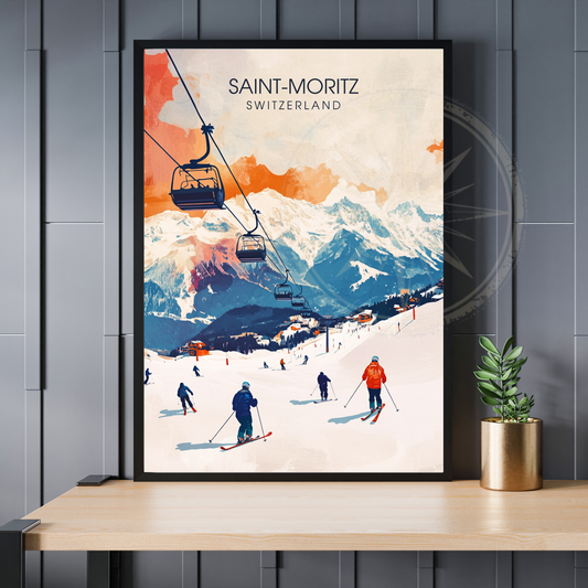 Affiche Saint-Moritz | Poster décoratif Suisse | Affiche Suisse