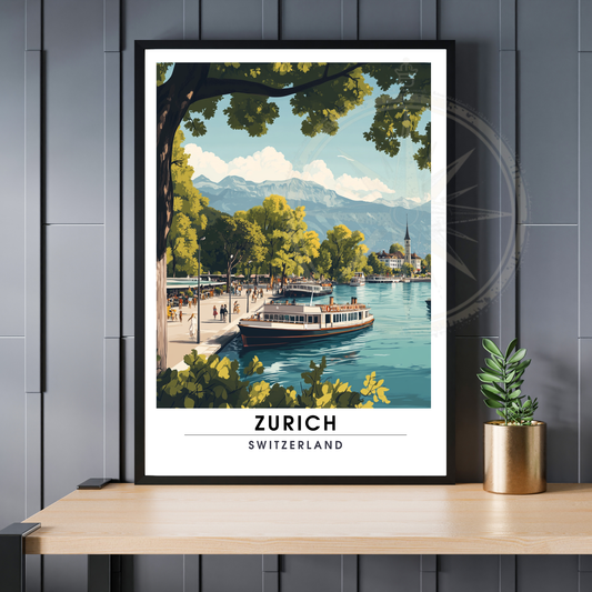 Affiche Zurich | Impression de voyage Suisse | Affiche Suisse