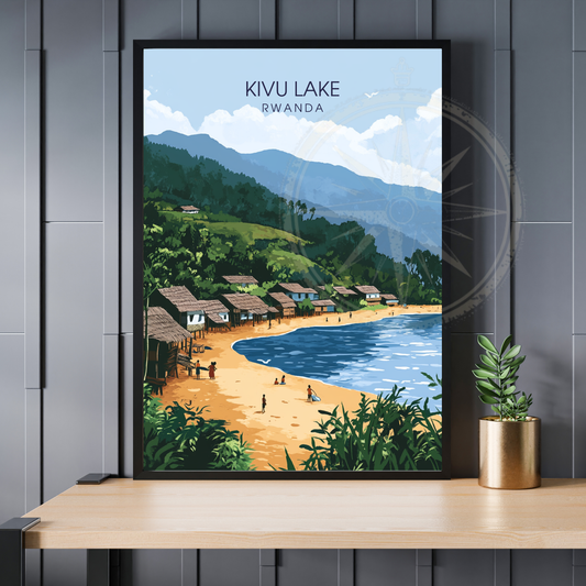 Affiche Kivu Lac | Poster de voyage Congo | Affiche Lac