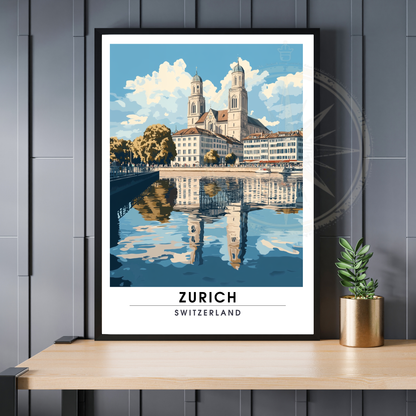 Affiche Zurich | Poster décoratif Suisse | Affiche Suisse